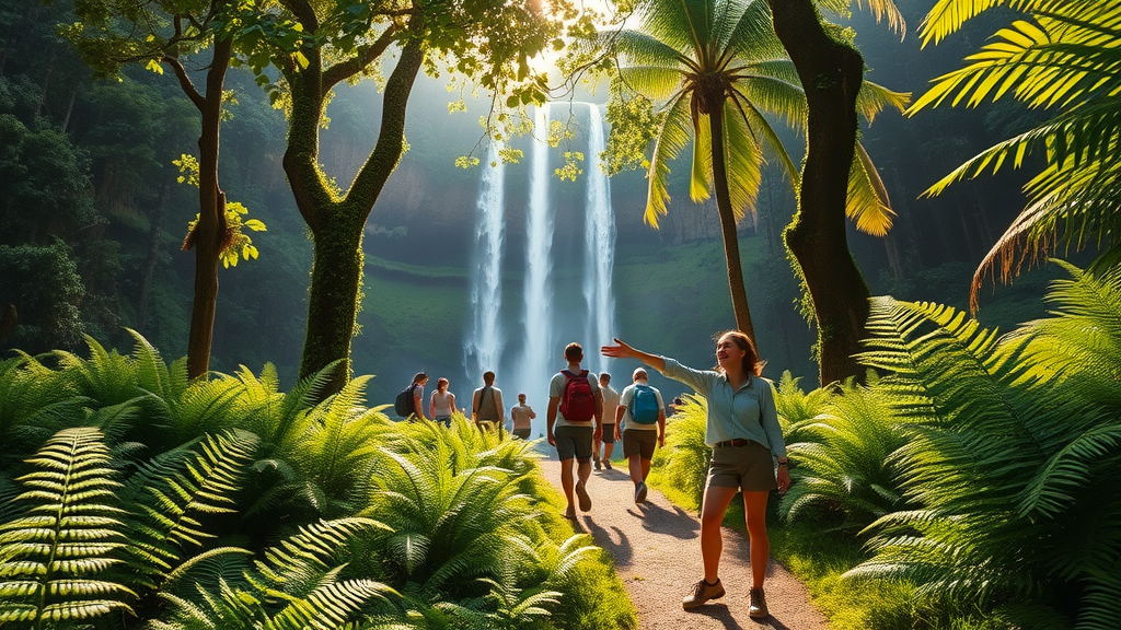 Guided group explores Hawaiian rainforest trail to Waimano waterfalls in Pearl City.