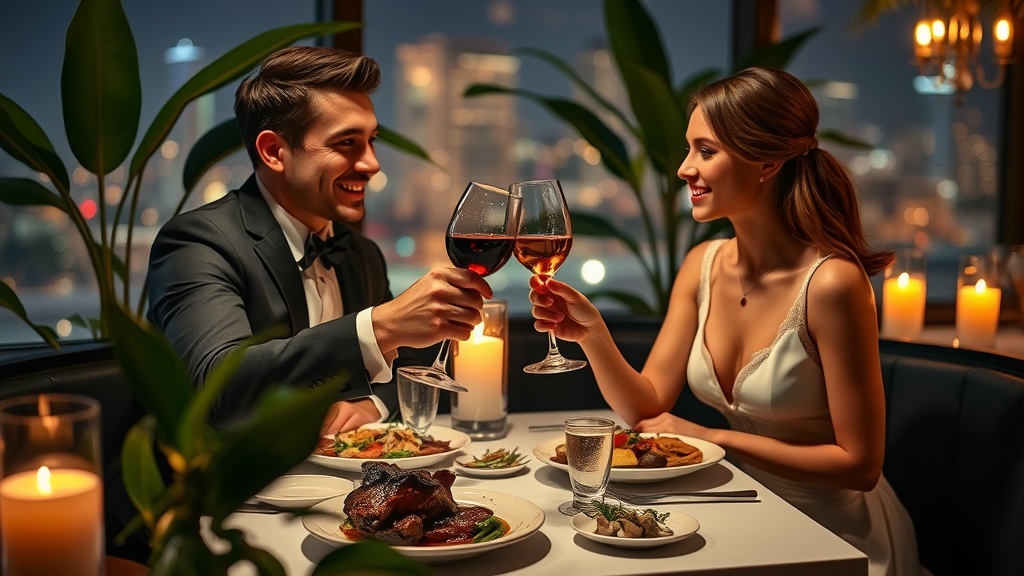Intimate Pearl City steakhouse dining experience for a romantic dinner with wine.